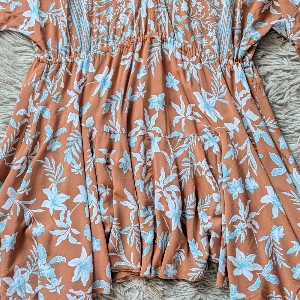 EUC Baltic Born Adria Mini Dress in Camel and Blue - Picture 15 of 16